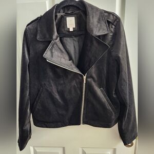 NEW Black LC by Lauren Conrad Velvet Biker Jacket Size L